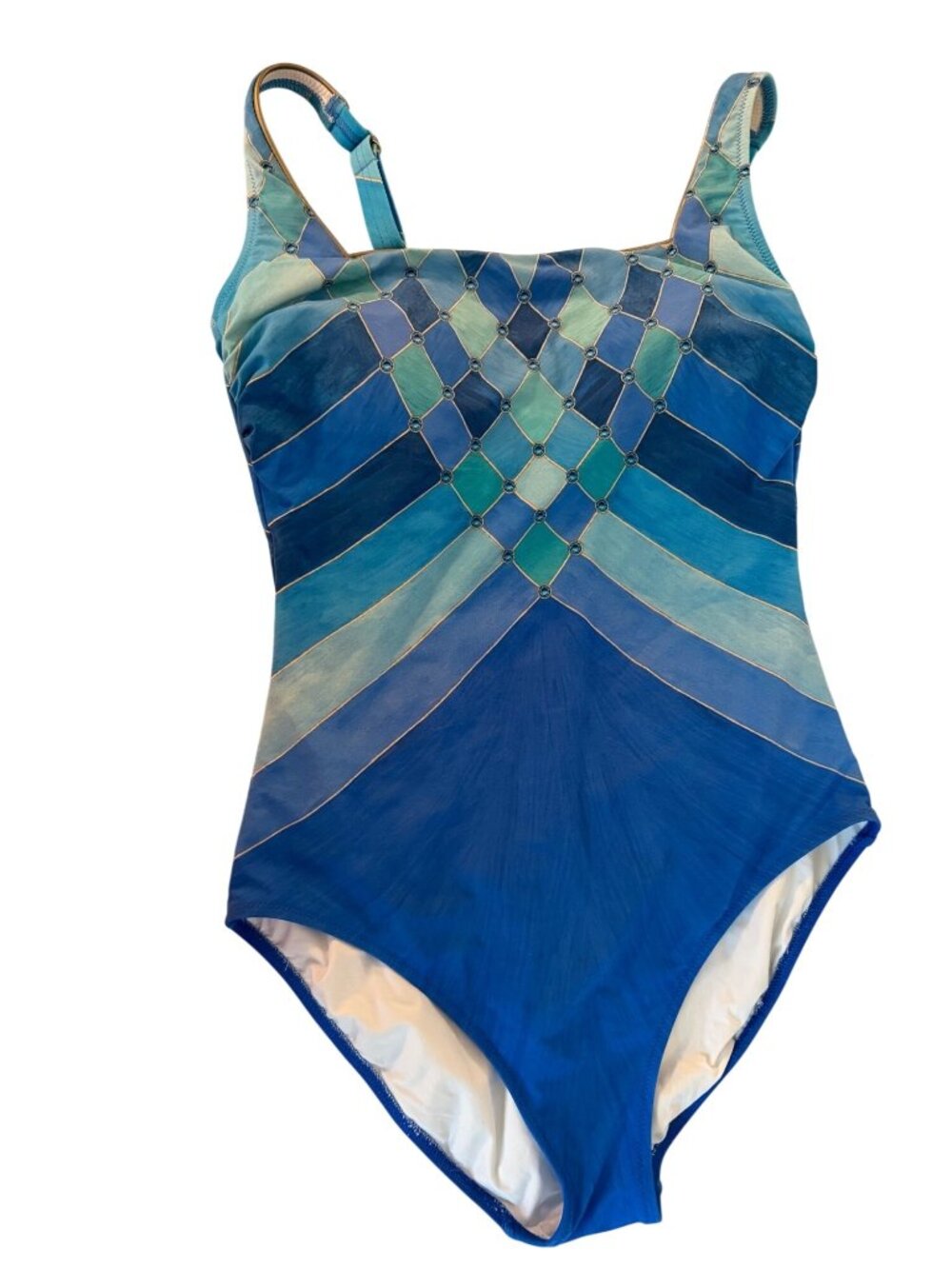 Gottex Womens "Mystic Gem" Knitted Square Neck One Piece Swimsuit Size US 10